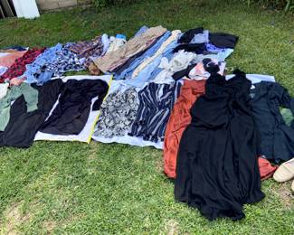 Dresses, formalwear, jumpsuits, jeans, slacks, pants, shorts, exercise, flannels, denim shirts, Levis.