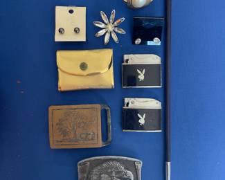 Belt buckles, Playboy lighters, jewelry