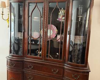 Vintage Mahogany Breakfront China Cabinet