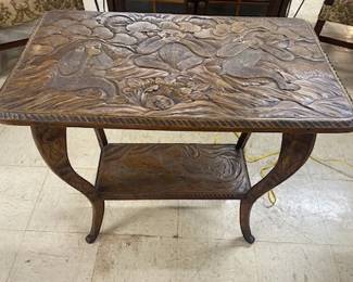 Carved Table w/Monkeys