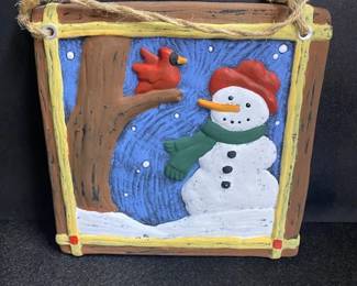 Ceramic Plague w/Snowman