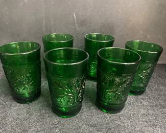 6- Forest Green Juice Glasses
