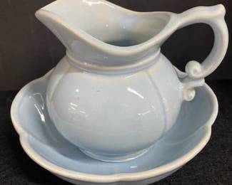 Small Blue McCoy Bowl & Pitcher