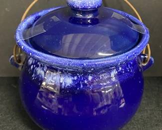 Cobalt Bean Pot w/Lid