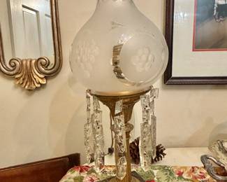 Period Astral Lamp with Black Marble Base