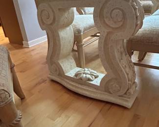Classic Statuary Column Acanthus Leaf  with Medallion Table Base /Glass Top
Dimensions ~ 50”x8’x30”h