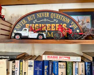 Horse drawn fire wagon, Tow Truck, Engineer sign, Duck prints