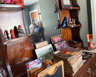 9-11 Stamp Picture, Desk files holder, Fire Fighter magazines, Clemson items, Badges, Flag, Fire Alarm, Pictures of Cayce Fire Truck. 