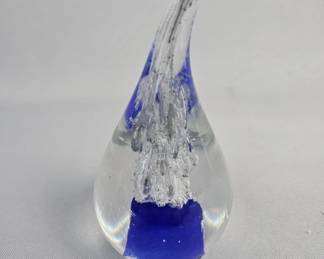 Jablonski Signed Teardrop Art Glass Paperweight