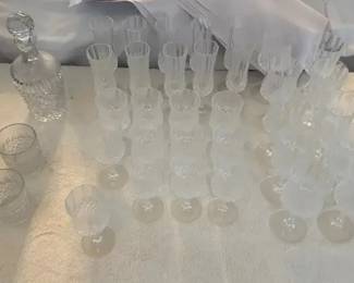 EAT042 - Antique Tinted Crystal Cut Glassware Set 