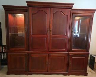 EAT162 - Three Piece Entertainment Center w/Lighting, Adjustable Shelves, Drawers