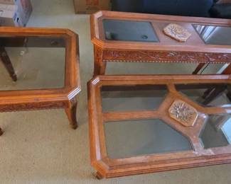 EAT378 - Trio of Matching Glass Topped Tables 