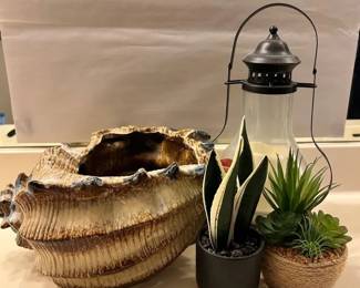 EAT212 - Decorative Art - Faux Plants in Pots, Conch Shell & More