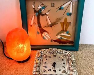 EAT116- Himalayan Salt Lamp & Decorative Clocks / Turquoise Art 