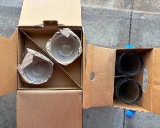 EAT128 13 Stackable Glass Bowls And 4 Ribbed Glass Cups Looks to be New