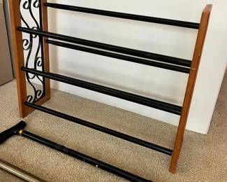 EAT111- Expanding Shoe Rack, Tropical Shower Curtain & Tension Rods 