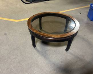 Wood and glass round table