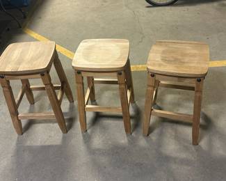 3 wooden stools