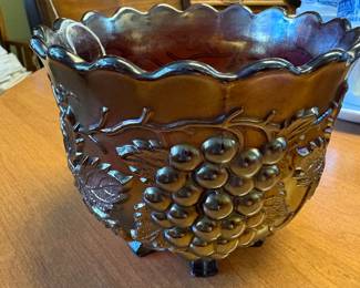 Dugan Amethyst Carnival Glass Nut Bowl