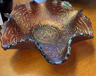 Fenton Amethyst Captive Rose Carnival Glass