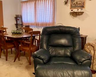 BLUE LEATHER ROCKING RECLINER 