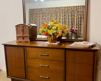 MCM DRESSER WITH MIRROR BY BALLMAN CUMMINGS-MADE IN FORT SMITH, ARKANSAS-DANISH WALNUT