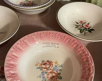 ADVERTISING BOWL FROM GENZER PRODUCE, KUSEY LUMBER