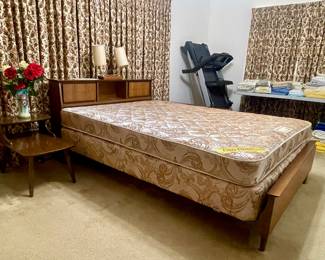 QUEEN SIZE MATTRESS BY GOLDEN ORTHOPEDIC, QUEEN SIZE HEADBOARD/FOOTBOARD BY BALLMAN CUMMINGS-MADE IN FORT SMITH, ARKANSAS-DANISH WALNUT
