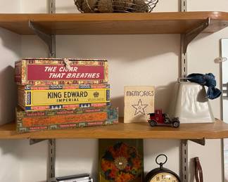 VINTAGE CIGAR BOXES, VINTAGE CLOCKS BY TIMEX