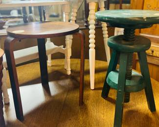 Lots of Vintage Stools and Small Tables