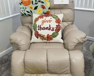 La-Z-Boy Recliner with foot rest discoloration. Very comfortable and reclines perfectly. $25.00