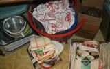 LOTS OF VINTAGE APRONS AND TOWELS...