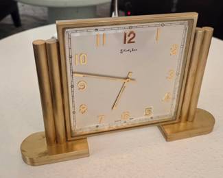 Art Deco Brass Desk Clock