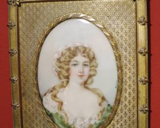 Antique Miniature Painting in Gilt Frame, signed