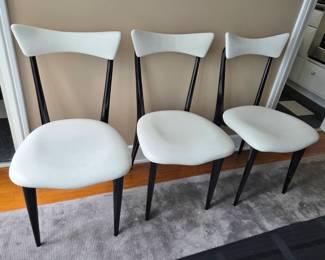 Set 8 White Leather Side Chairs by Ico & Luisa Parisi