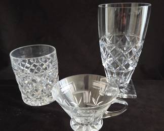 Set 4 Cut Crystal Tumblers; set 3 Cut Crystal Hi balls; set 3 Art Deco Cut Crystal Cups