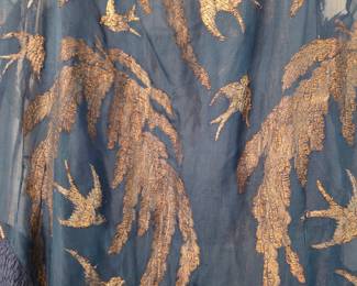 1920's Silk Chiffon Cocktail Dress w/ Gold Metal Thread Close Up