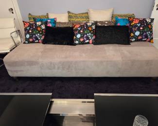 Suede Daybed with an Assortment of Designer Pillows