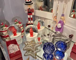 Great Xmas Ornaments: Waterford Crystal, Cobalt Crystal, Sterling Silver, Porcelain Ballerinas, Snow Globes, and one Nutcracker!