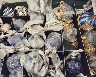 Great Xmas Ornaments: Waterford Crystal, Cobalt Crystal, Sterling Silver, Porcelain Ballerinas, Snow Globes, and one Nutcracker!