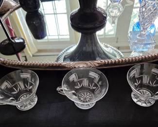 Set 3 Art Deco Cut Crystal cups
