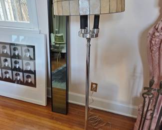 Art Deco Chrome Floor Lamp w/ Shell Shade