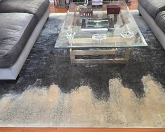 Modern "Brutalist" Wool & Silk Rug, 16.5 x 9.5