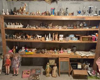 Collection of MCM statues/figurines, religious statues, extensive horse collection, vintage dolls