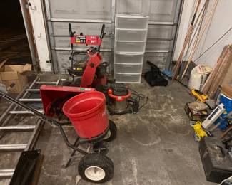Snow blower, tool boxers/ storage, coolers, ladders, saw horses