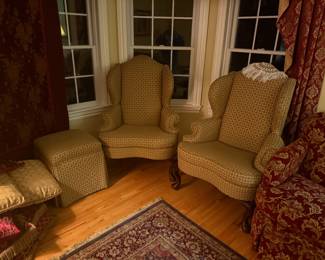 Living room set with two chairs, two sofas, a mirror and an ottoman. Sold together or separate