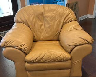 Leather Camel Colored Chair- Matching Couch 