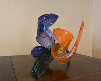 Artist, April Wagner, Epiphany Glass, Violet, Trans Green, Trans Orange Ques,   Certificate of Authenticity and Appraisal provided 