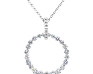 1.14 Carat Diamond Double Endless Eternity Circle Drop Pendant Necklace
