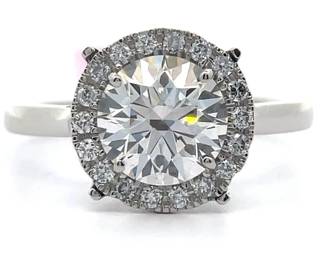 NEW! 2.30 Carat Diamond Halo Pavé Ring in Platinum